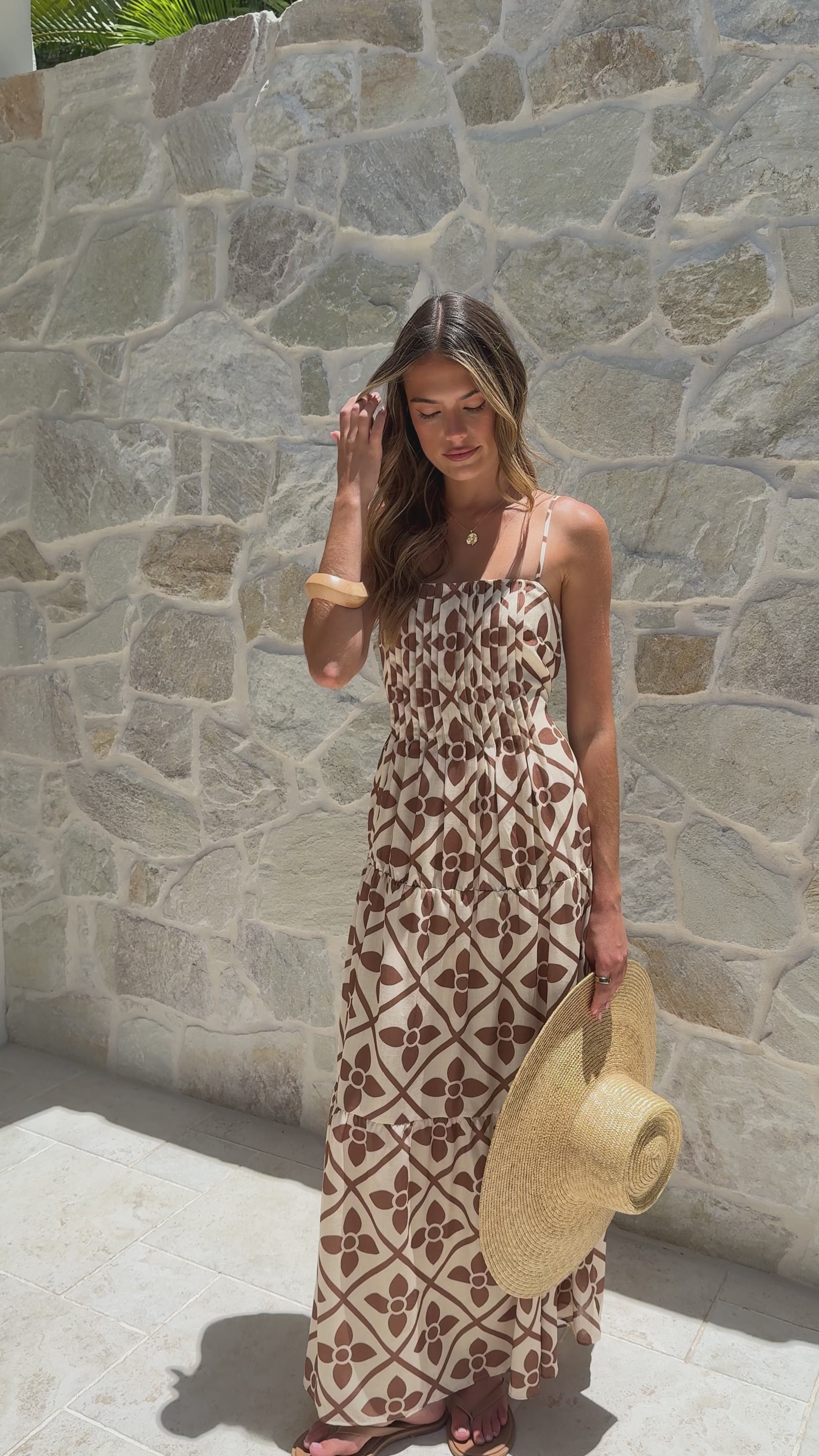 Load video: Avalon Maxi Dress - Brown Geo - Billy J