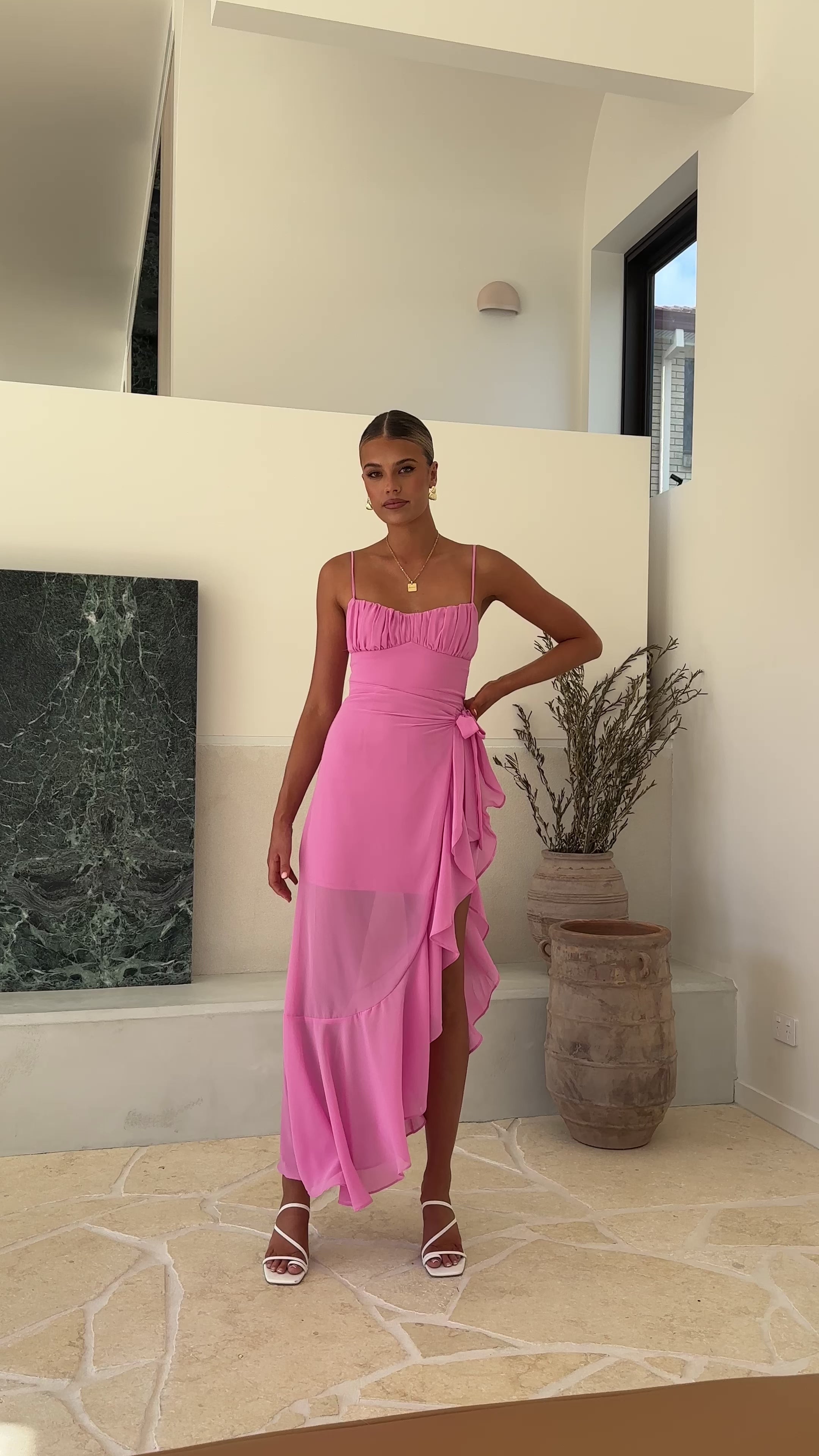 Caliste Midi Dress - Pink - Billy J