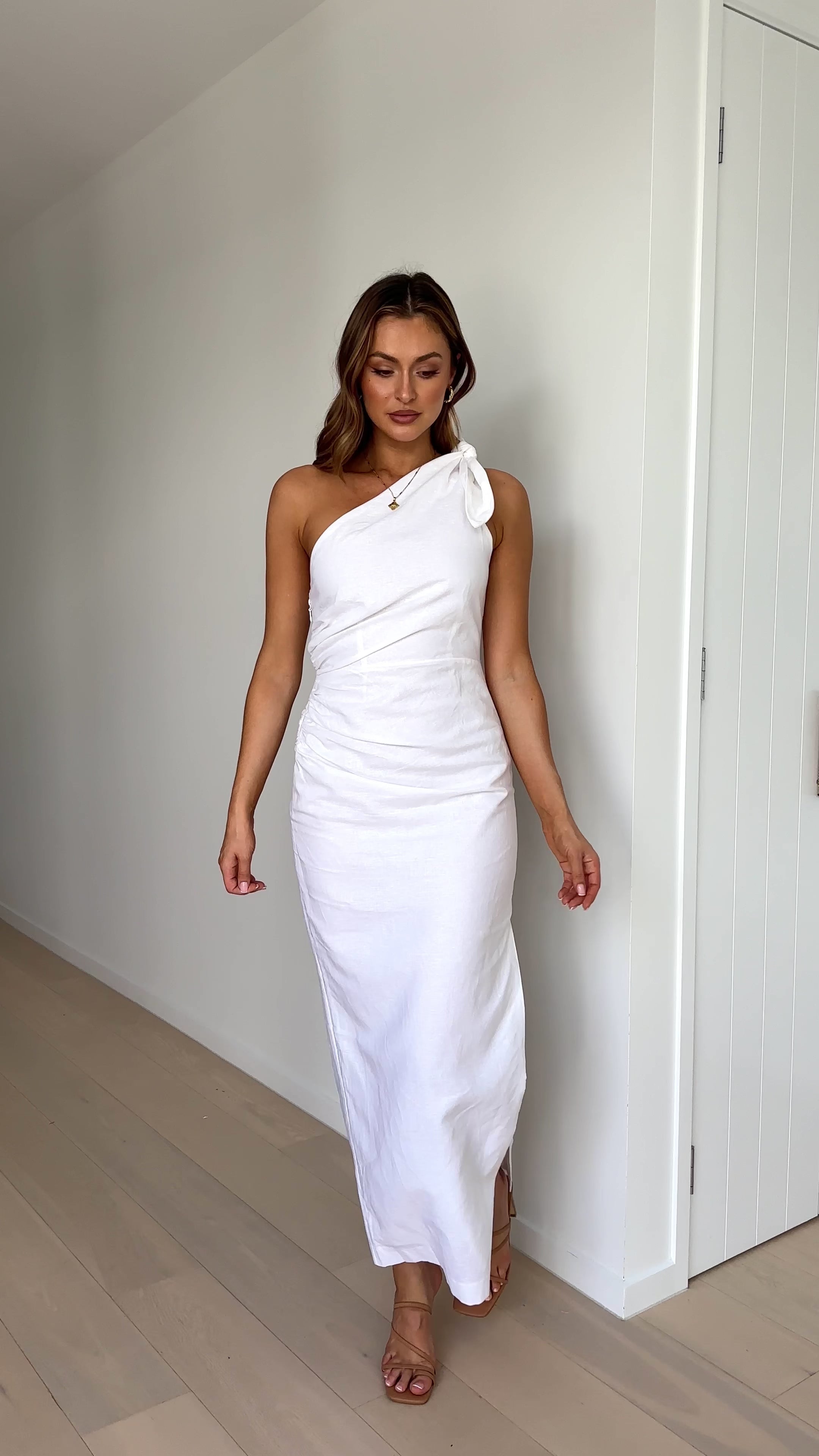 Nahilla One Shoulder Maxi Dress - White - Billy J