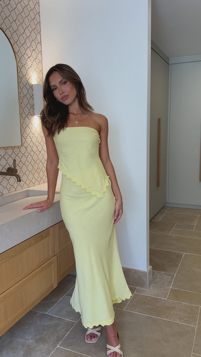 Load and play video in Gallery viewer, Solara Maxi Skirt - Yellow - Billy J
