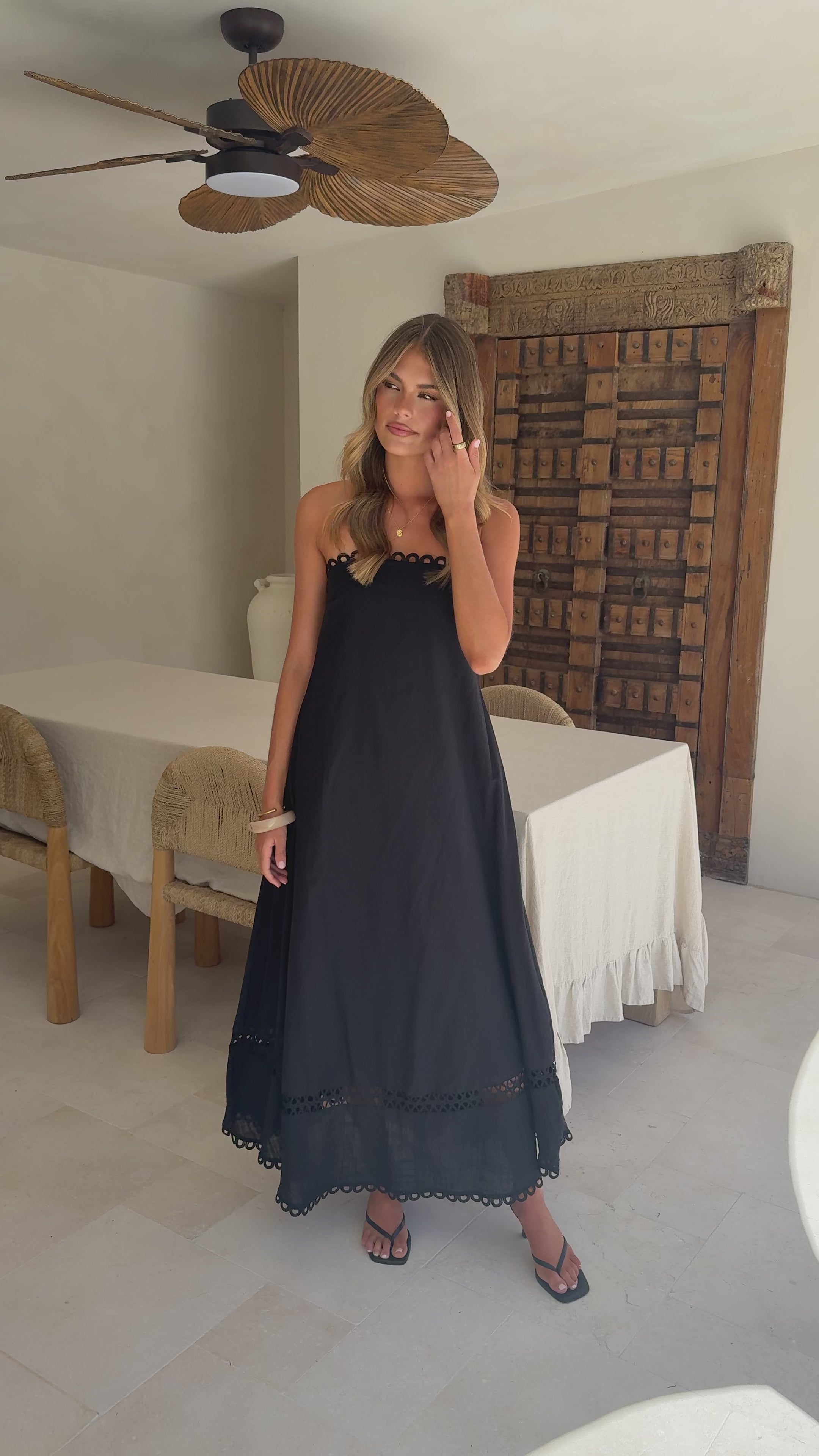 Load video: Sandra Maxi Dress - Black - Billy J