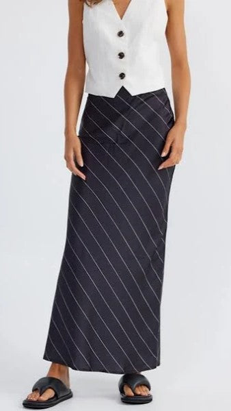 Heidi Stripe Slip Skirt - Black / White Stripe - Billy J