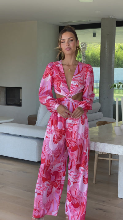 Load and play video in Gallery viewer, Angela Jumpsuit - Pink Floral - Billy J
