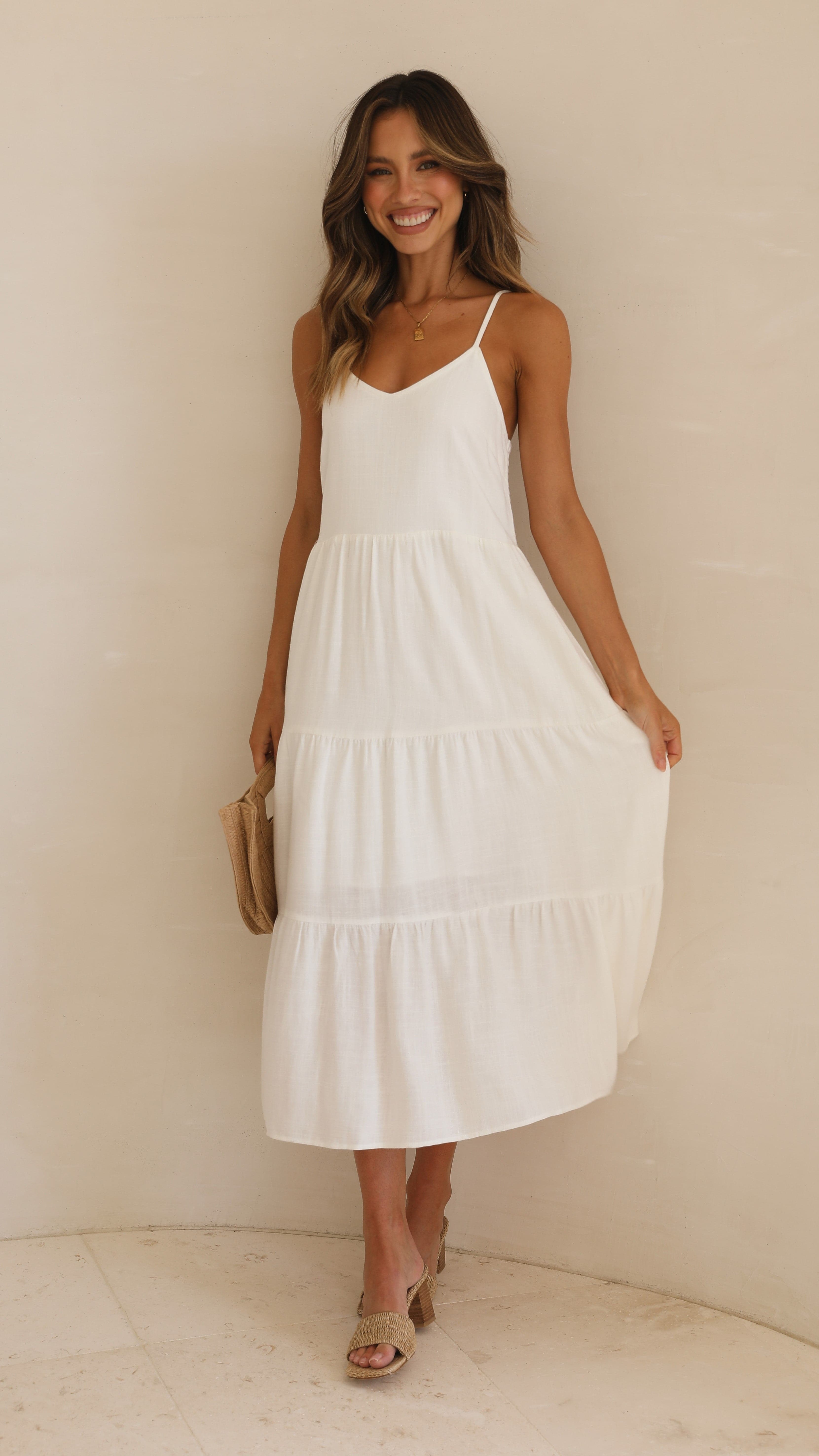 Zoey Midi Dress - White - Billy J