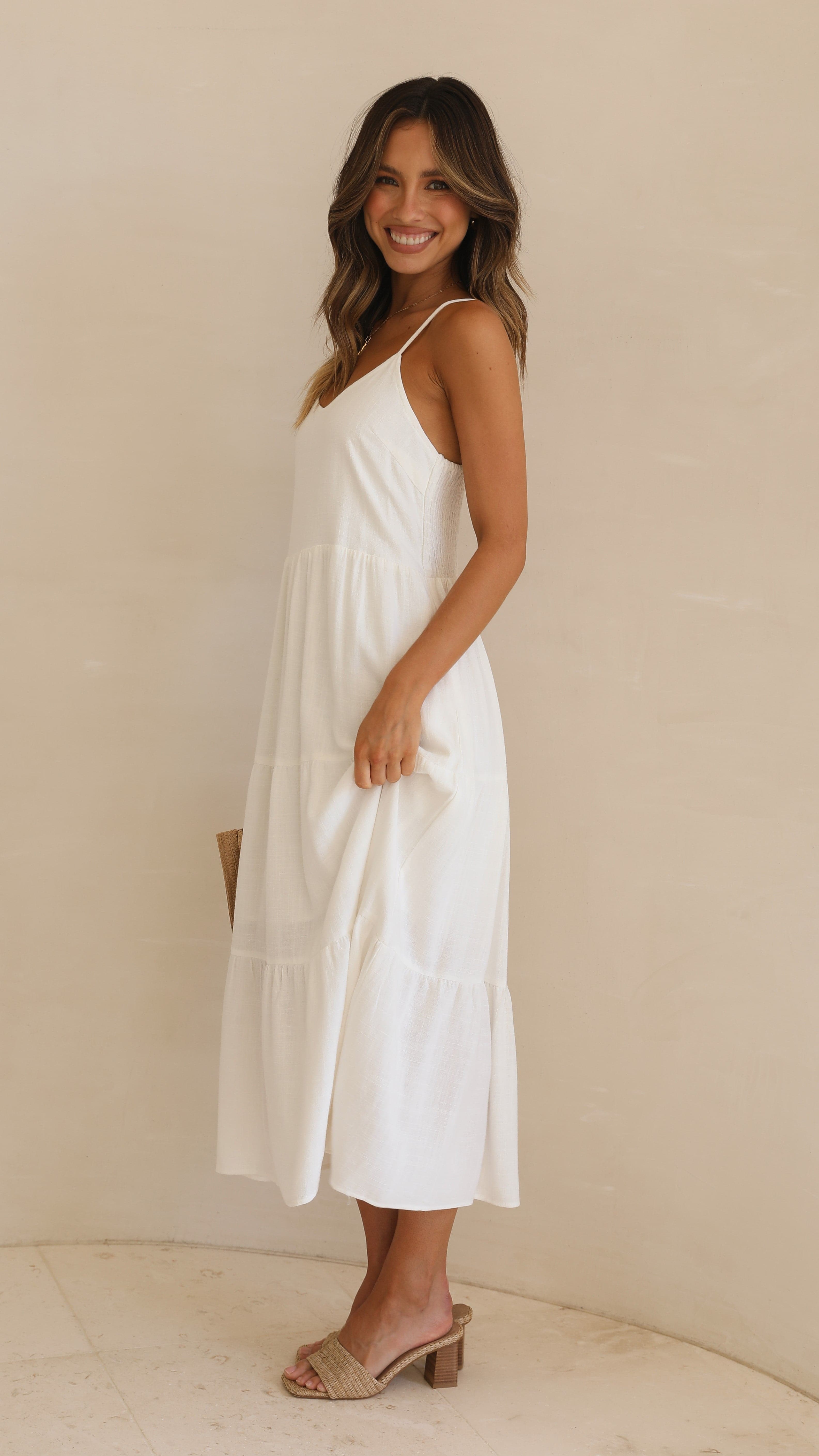 Zoey Midi Dress - White - Billy J