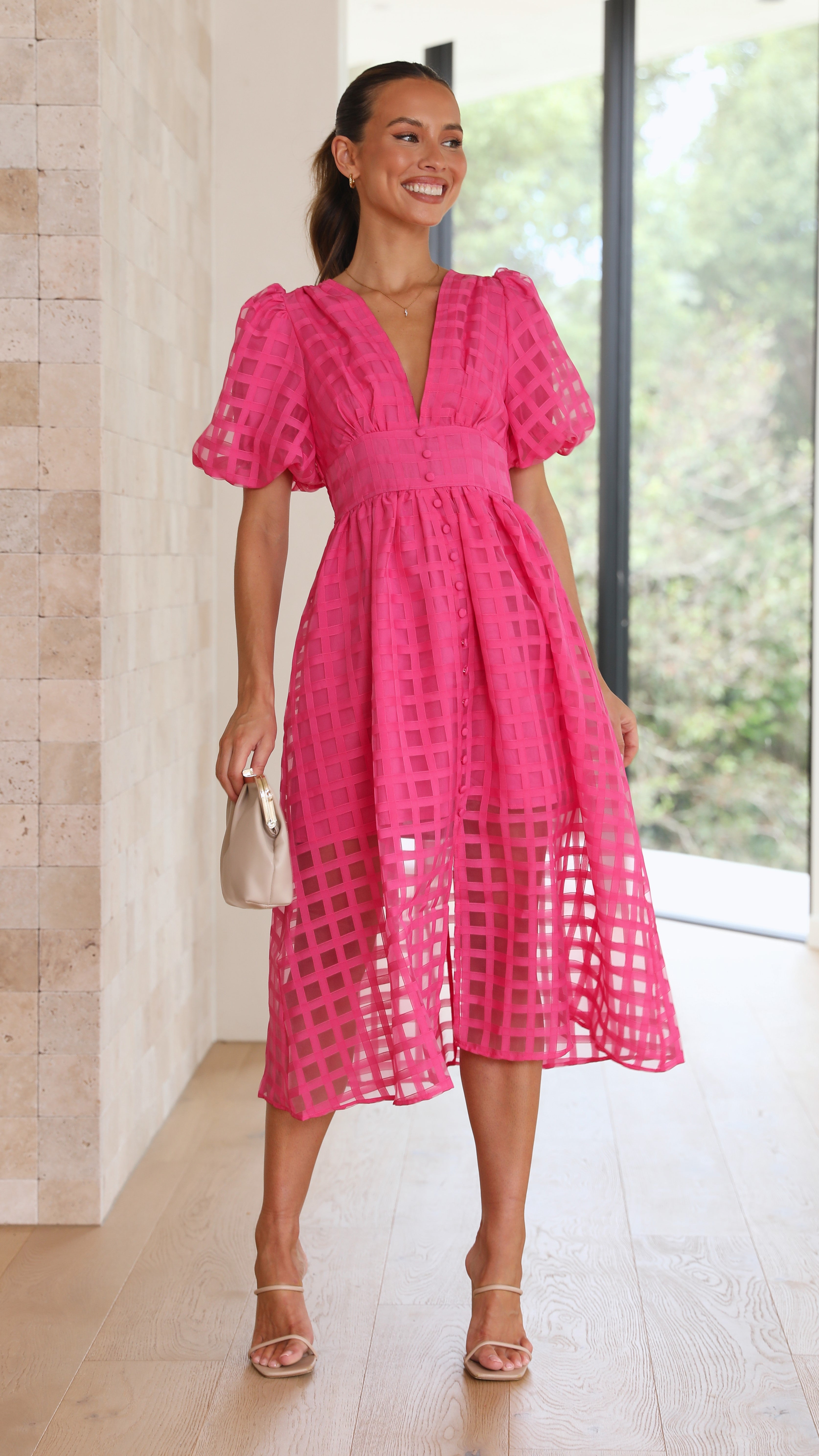 Liana Midi Dress - Pink - Billy J