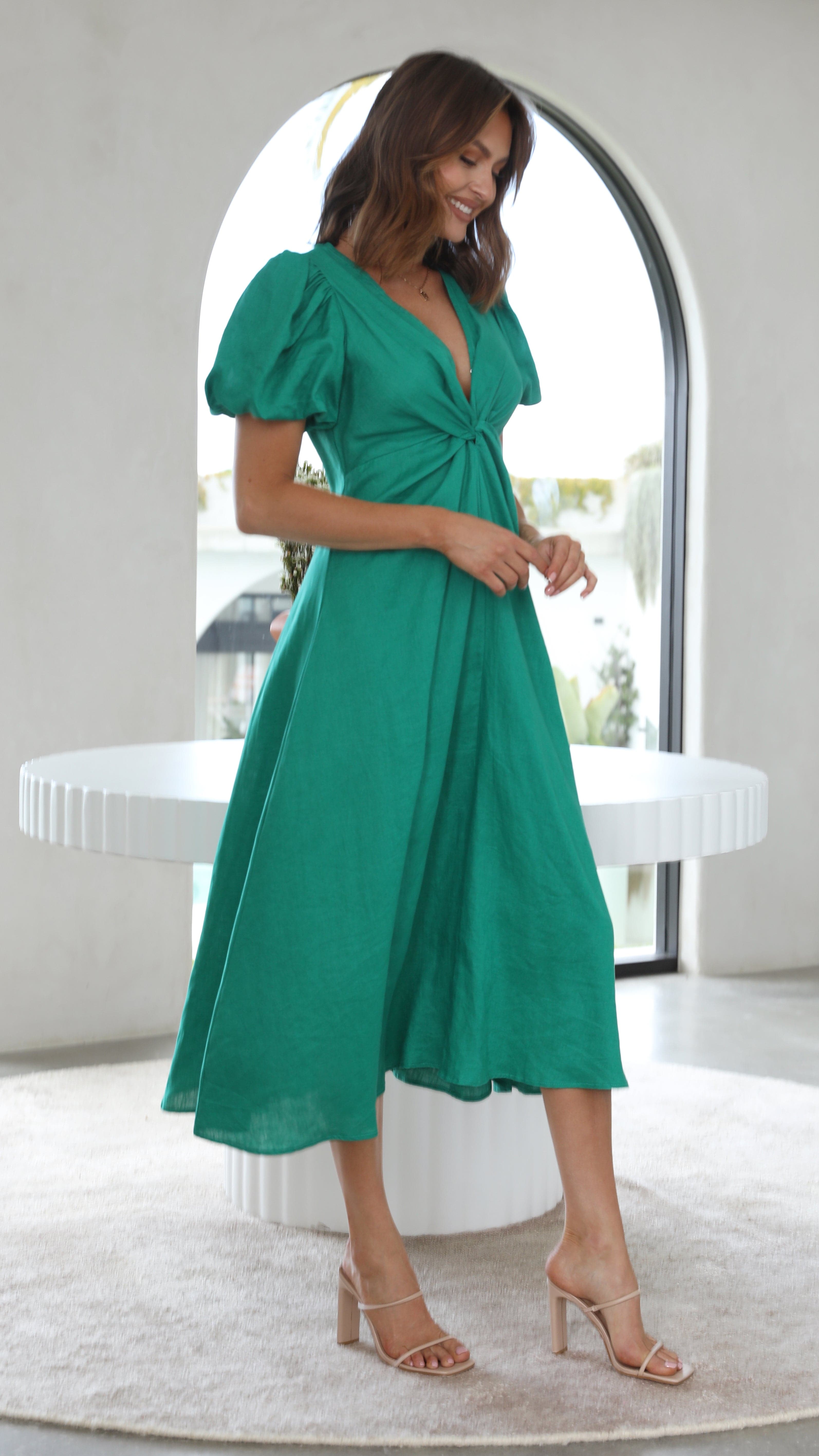 Blaire Midi Dress - Green - Billy J