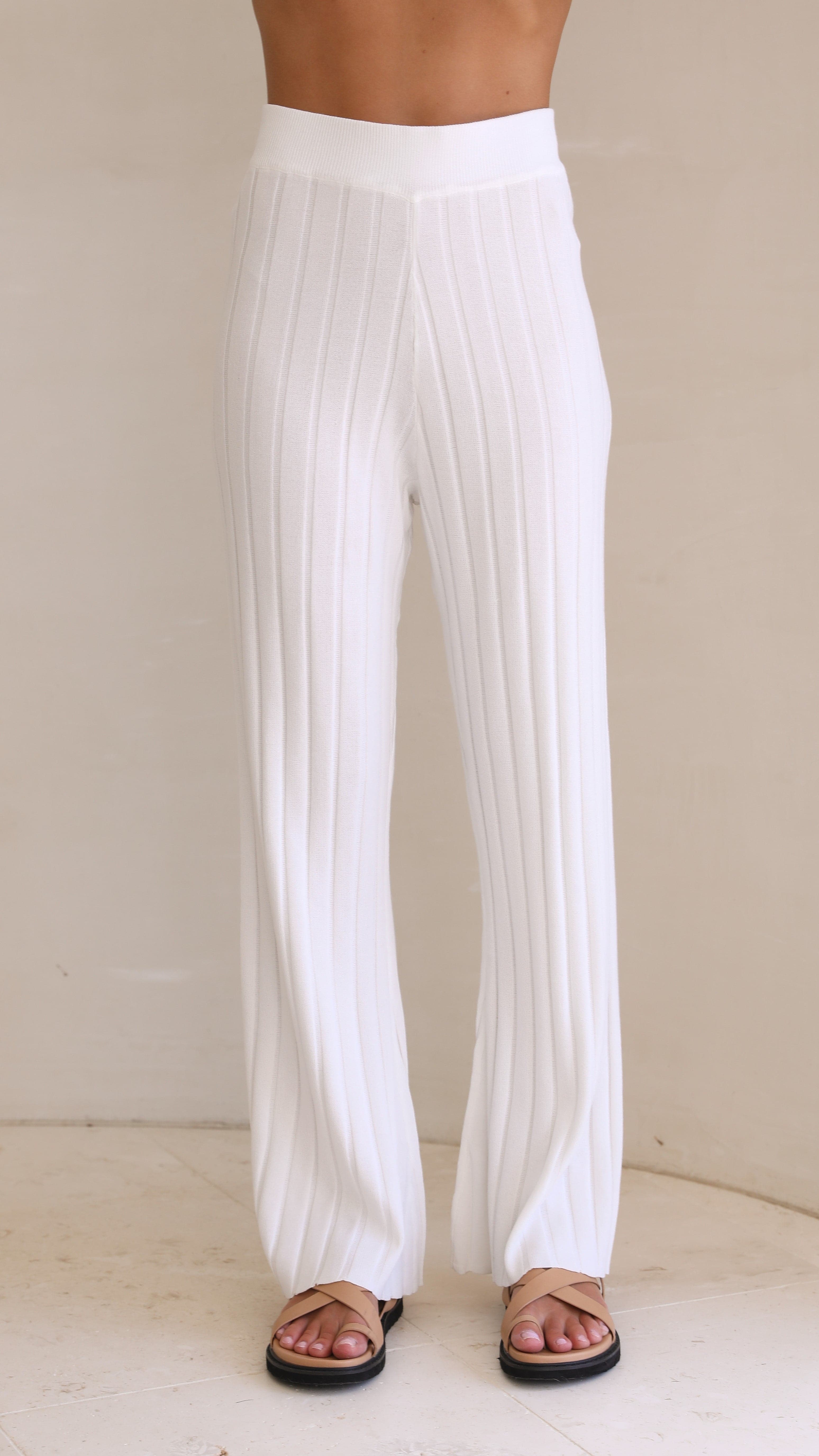 Megan Knit Pants - White - Billy J