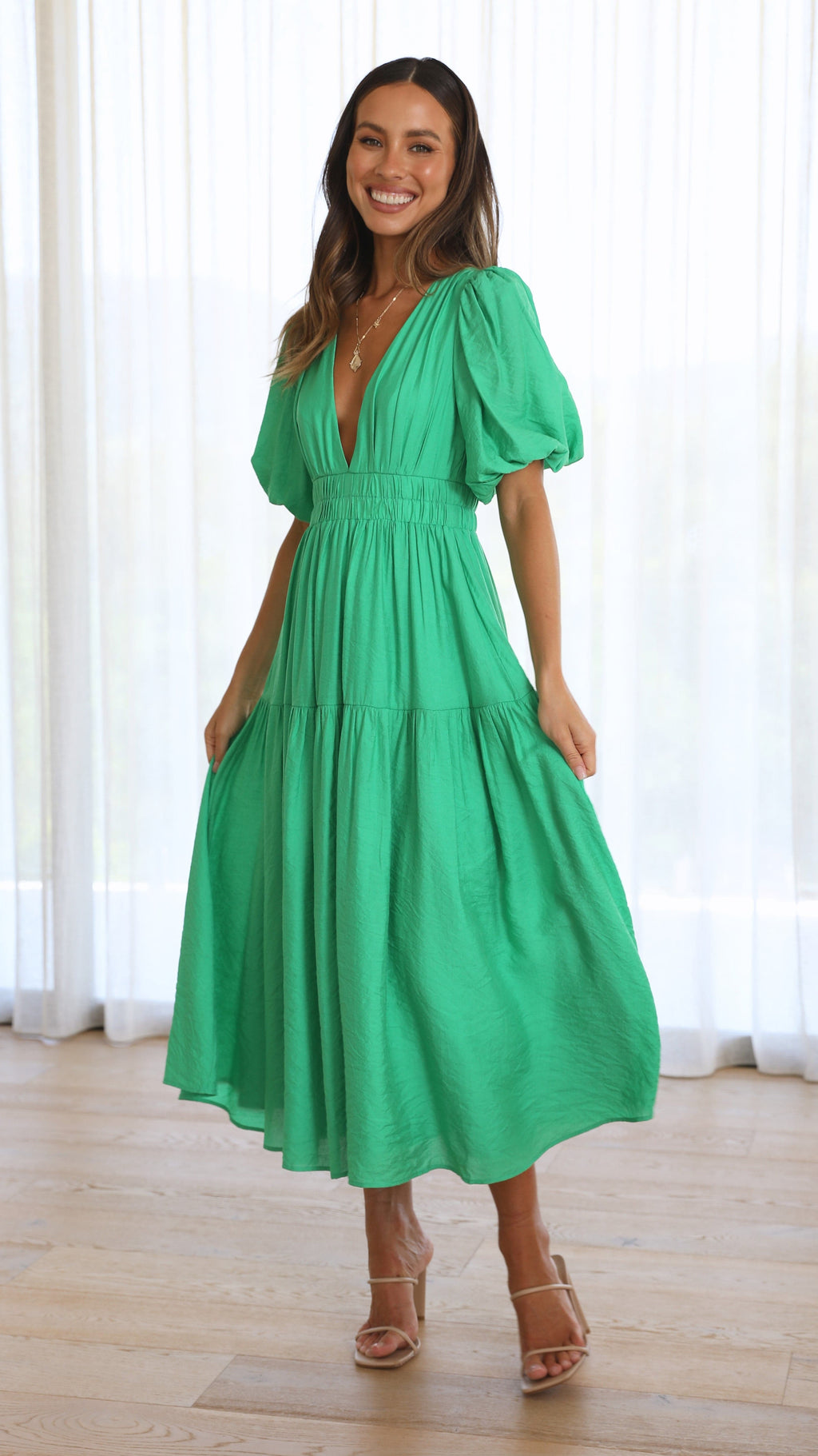 Erin Midi Dress - Green - Billy J