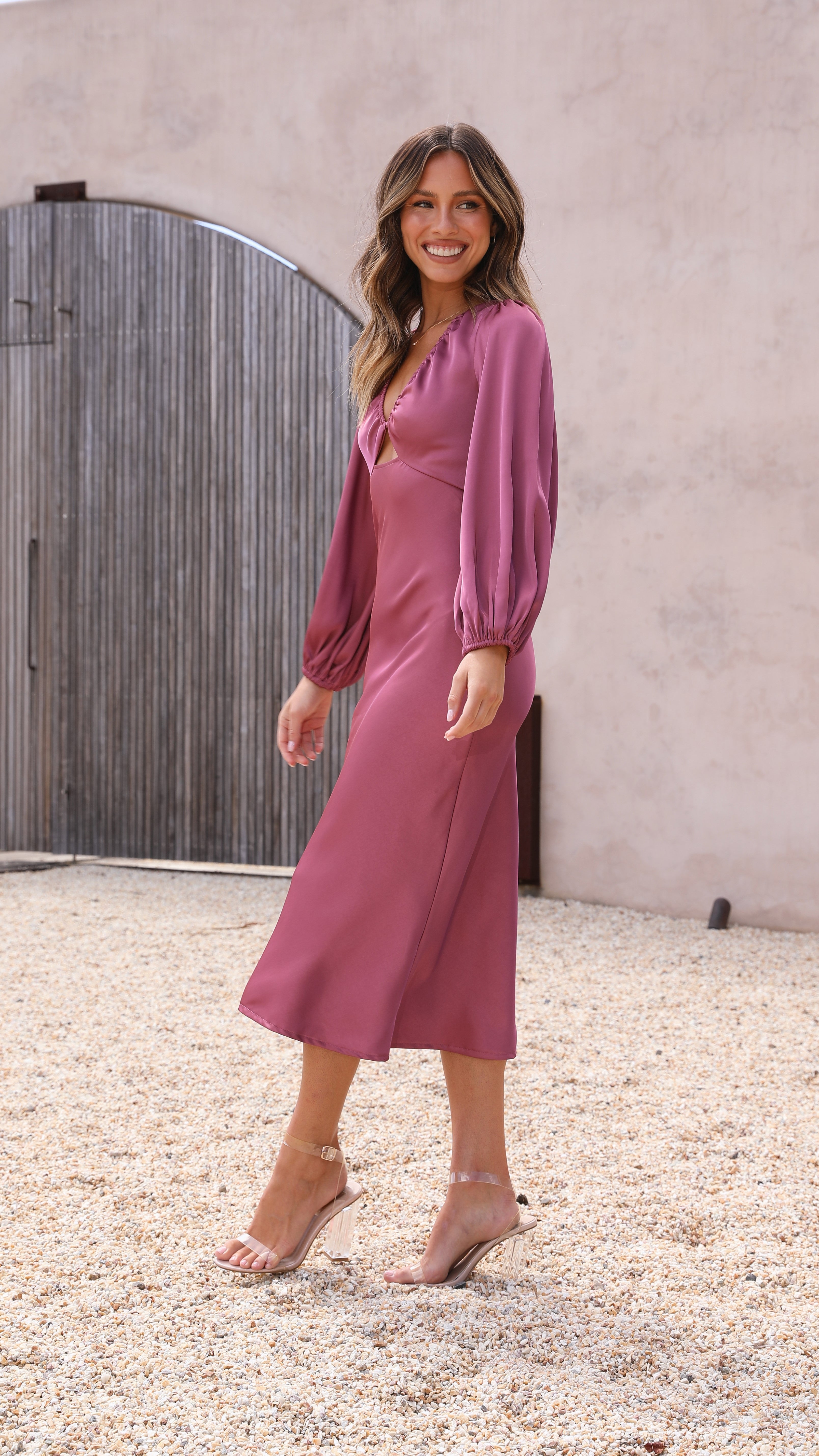 Cleo Midi Dress - Plum - Billy J