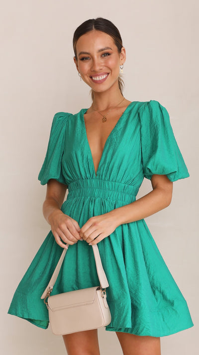 Load image into Gallery viewer, Erin Mini Dress - Emerald - Billy J
