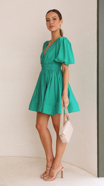 Load image into Gallery viewer, Erin Mini Dress - Emerald - Billy J
