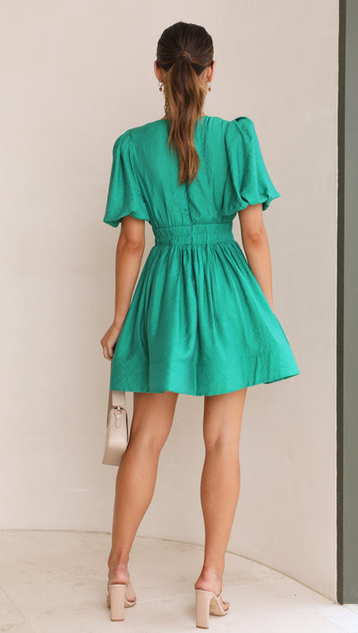 Load image into Gallery viewer, Erin Mini Dress - Emerald - Billy J
