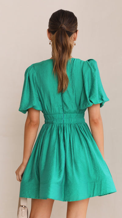 Load image into Gallery viewer, Erin Mini Dress - Emerald - Billy J
