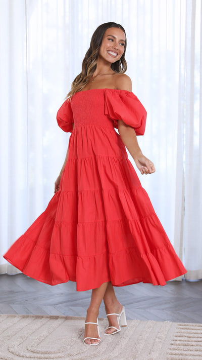 Load image into Gallery viewer, Chyna Midi Dress - Red - Billy J
