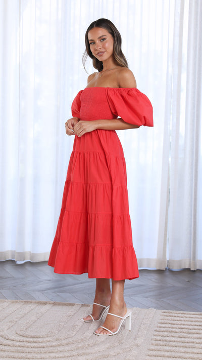 Load image into Gallery viewer, Chyna Midi Dress - Red - Billy J
