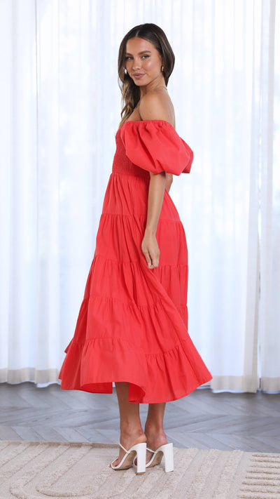 Load image into Gallery viewer, Chyna Midi Dress - Red - Billy J
