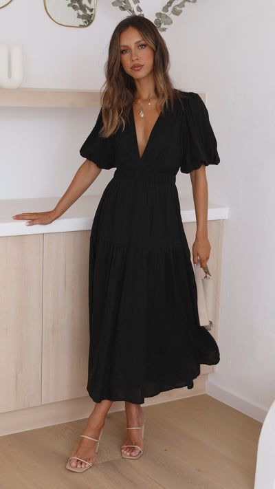 Load image into Gallery viewer, Erin Midi Dress - Black - Billy J
