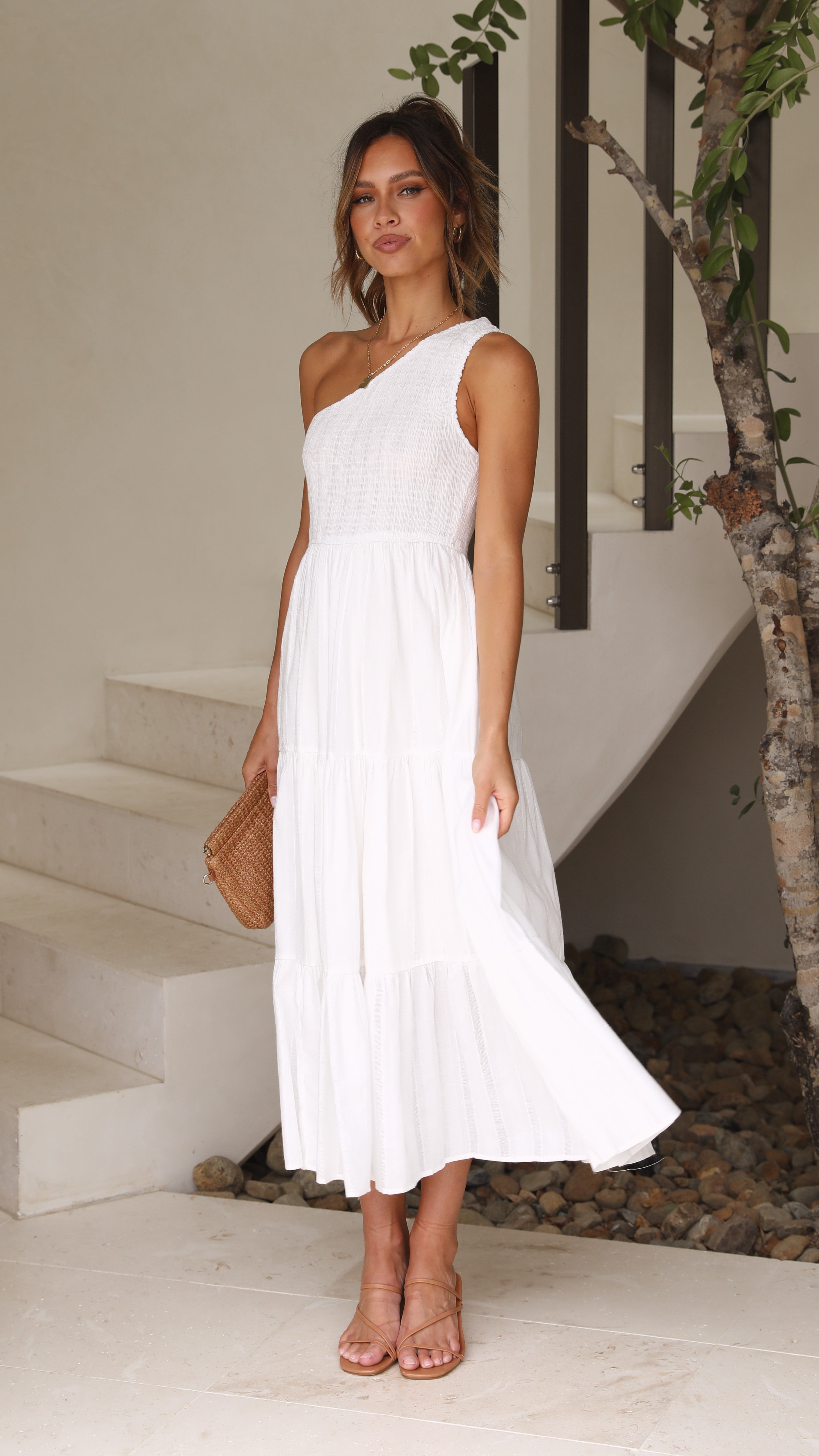 Cassy Midi Dress - White - Billy J