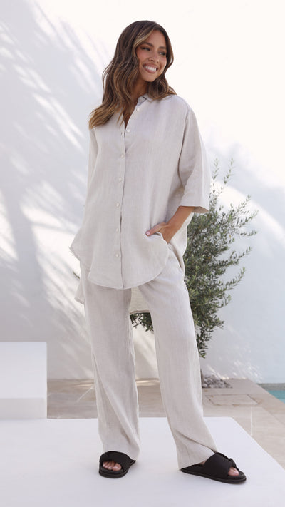 Load image into Gallery viewer, Lounge Linen Longline Shirt - Natural - Billy J
