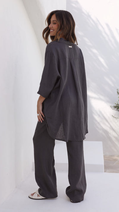 Load image into Gallery viewer, Linen Lounge Pant - Coal - Billy J
