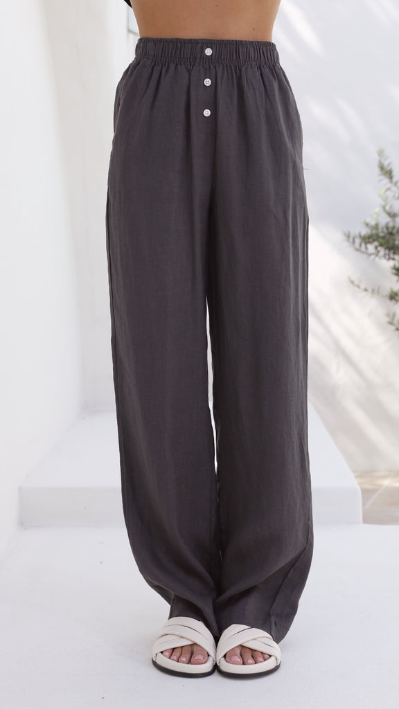 Linen Lounge Pant - Coal - Billy J