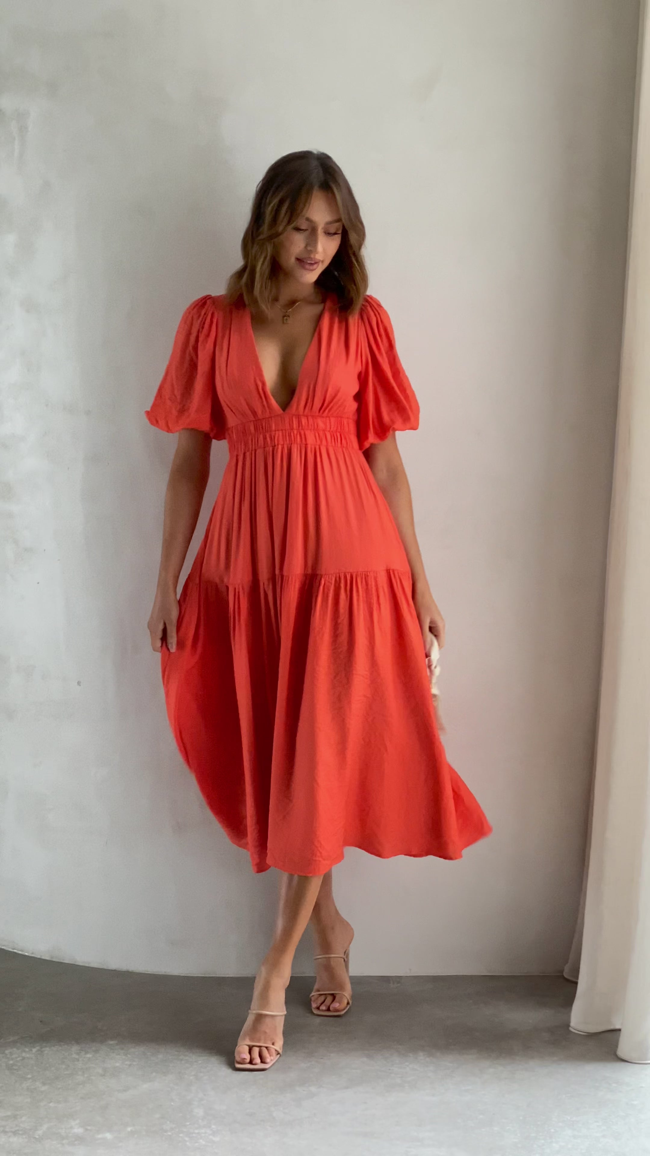 Erin Midi Dress - Melon - Billy J