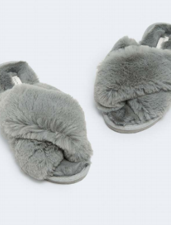 Jessica Fluffy Slippers - Grey - Billy J