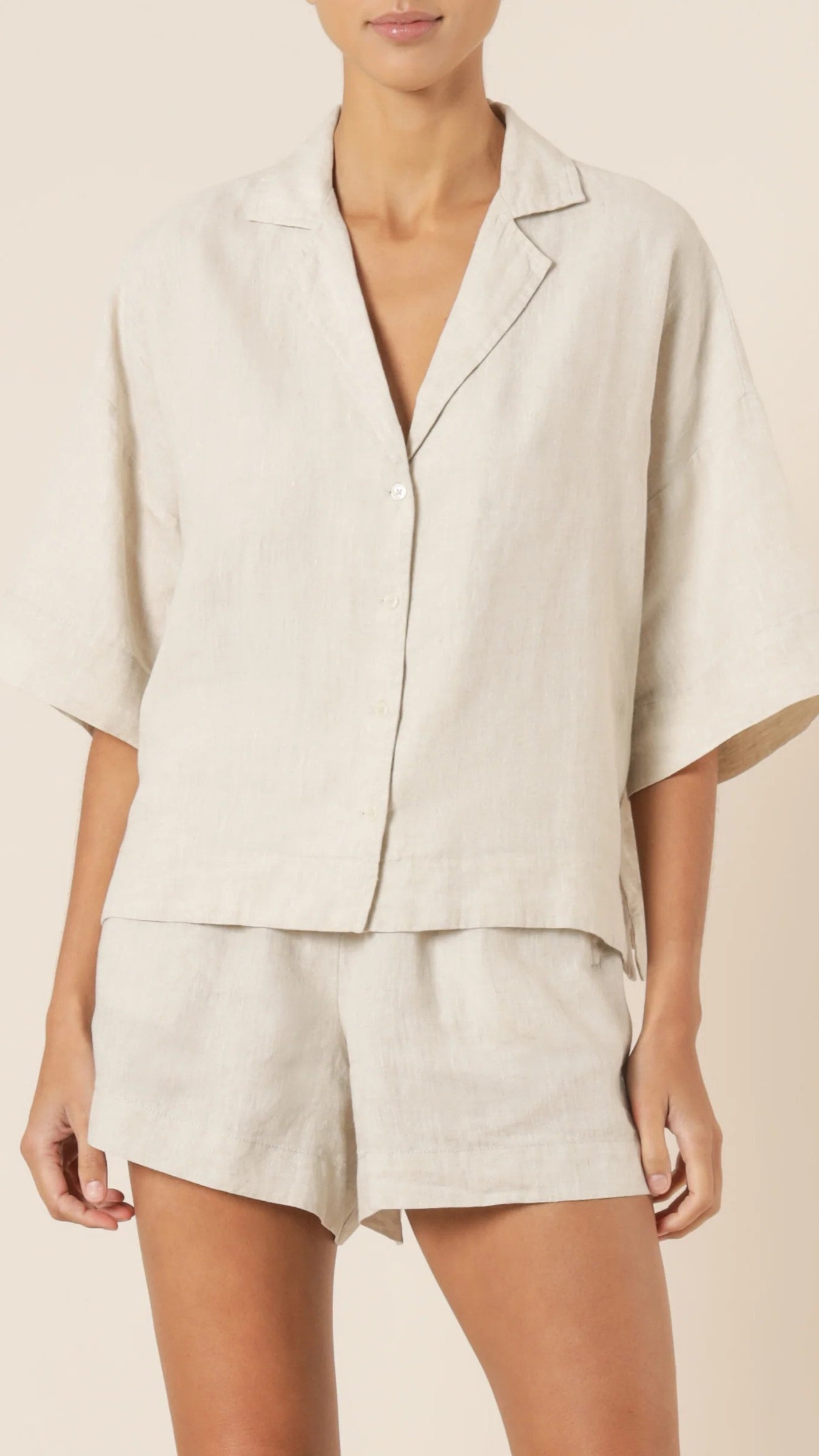 Linen Lounge Shirt - Natural - Billy J