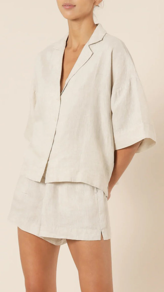 Linen Lounge Shirt - Natural - Billy J