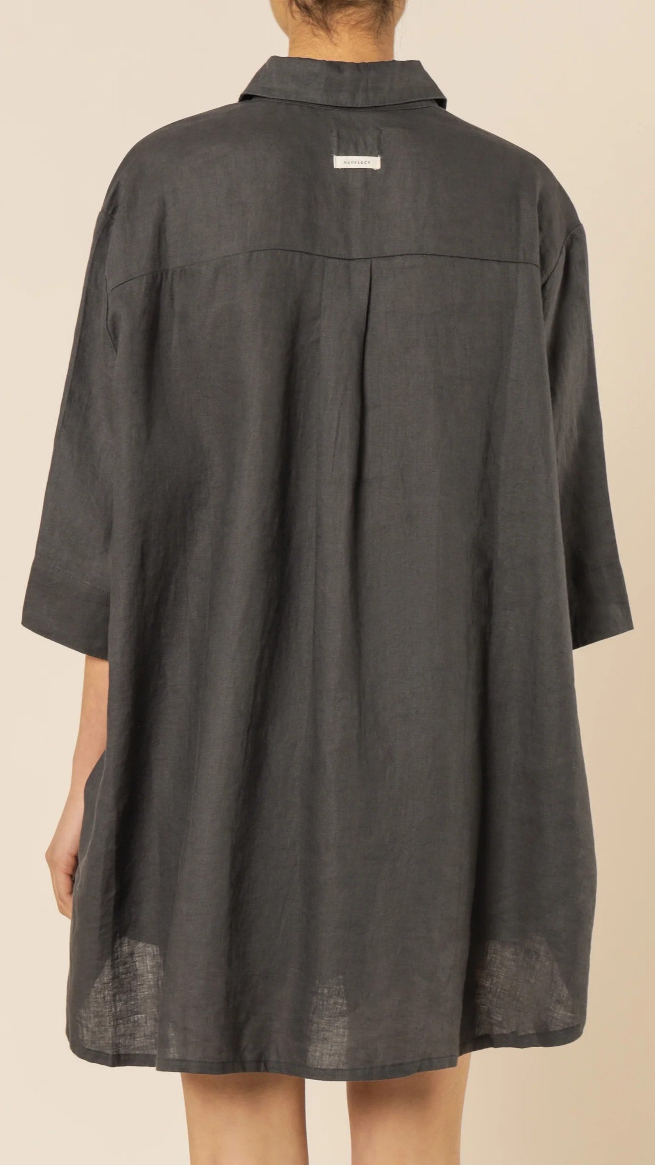 Lounge Linen Longline Shirt - Coal - Billy J