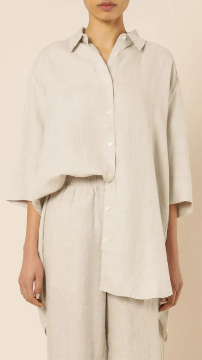 Load image into Gallery viewer, Lounge Linen Longline Shirt - Natural - Billy J
