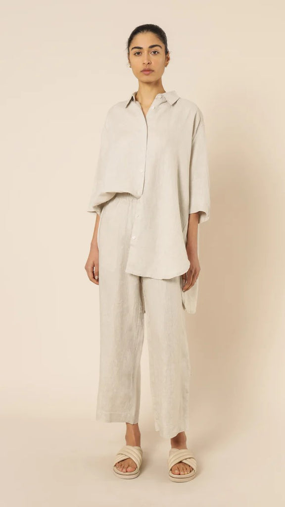 Lounge Linen Longline Shirt - Natural - Billy J