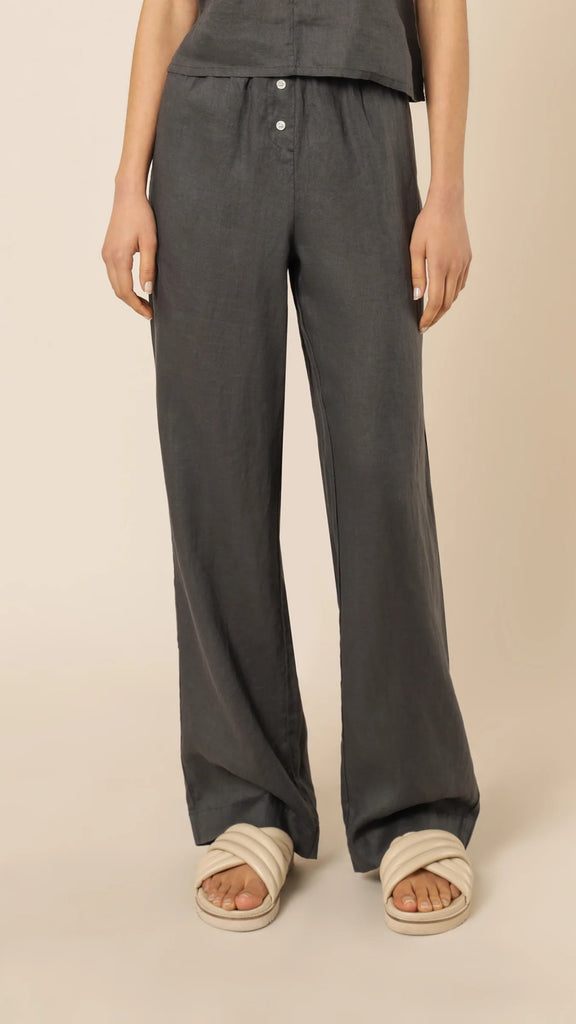 Linen Lounge Pant - Coal - Billy J