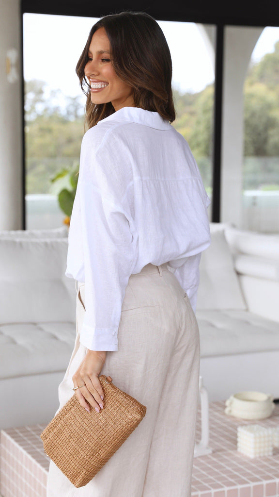 Taryn Button Up Shirt - White - Billy J