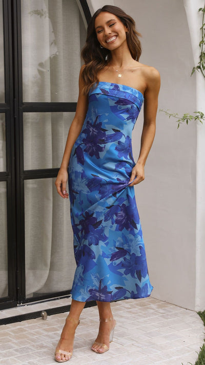 Load image into Gallery viewer, Miya Maxi Dress - Blue Floral - Billy J
