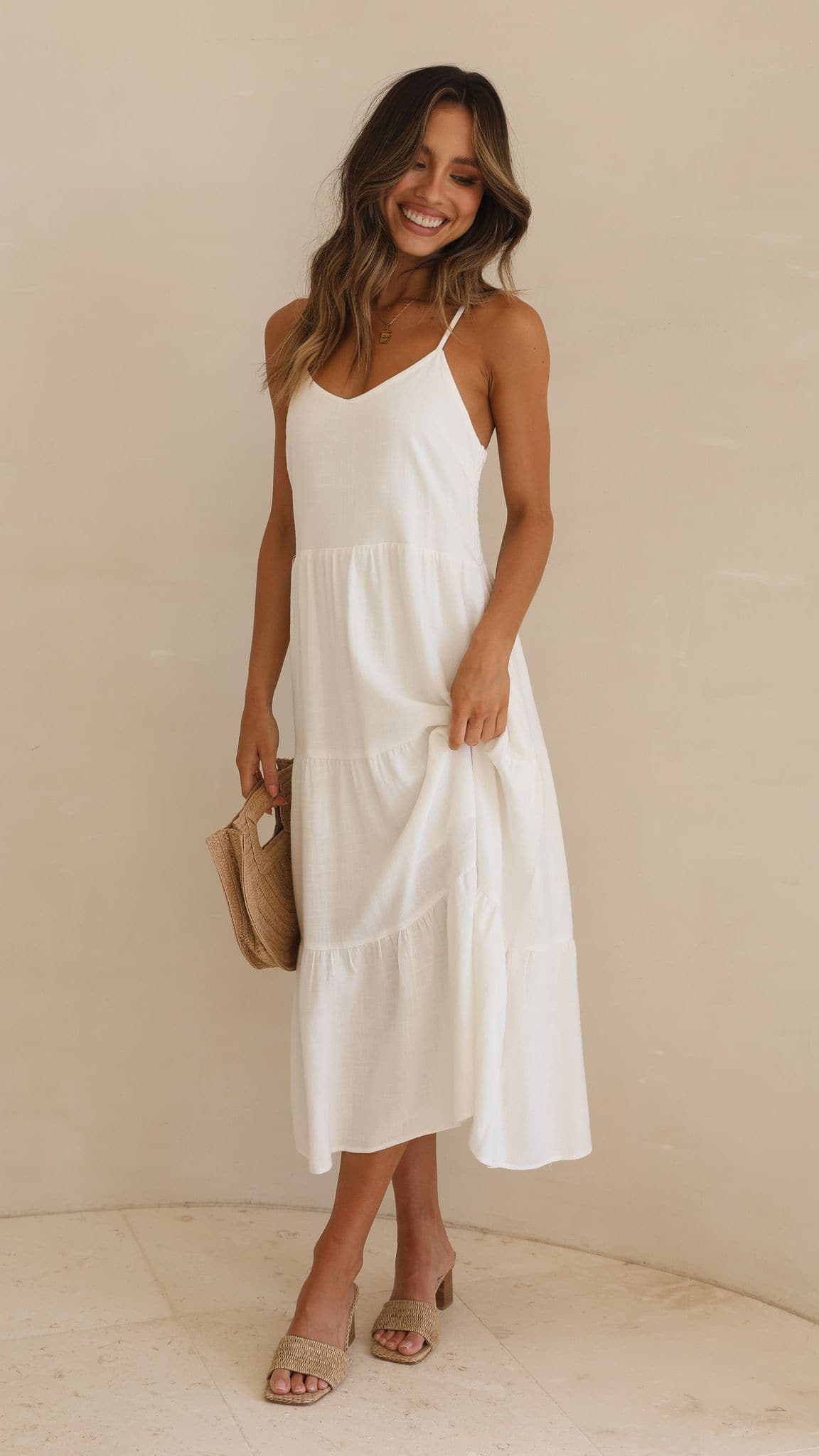 Zoey Midi Dress - White - Billy J