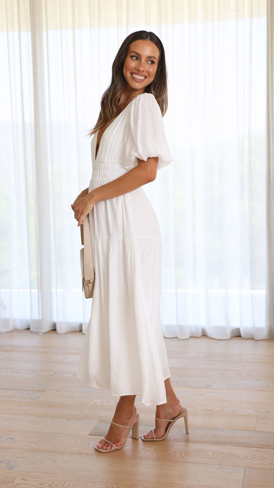 Erin Midi Dress - White - Billy J