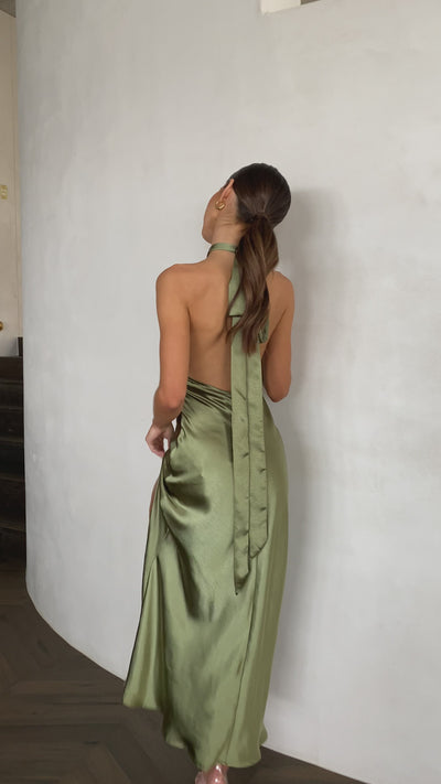 Load and play video in Gallery viewer, Amalia Maxi Dress - Olive - Billy J
