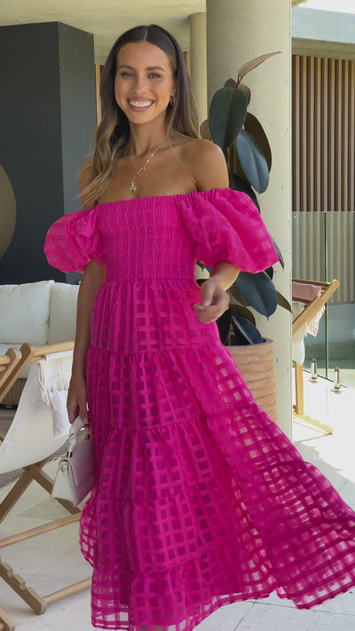 Load and play video in Gallery viewer, Deemi Maxi Dress - Hot Pink - Billy J
