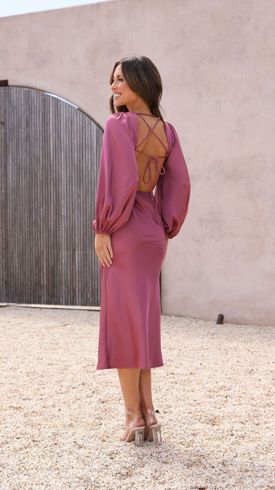 Load image into Gallery viewer, Cleo Midi Dress - Plum - Billy J
