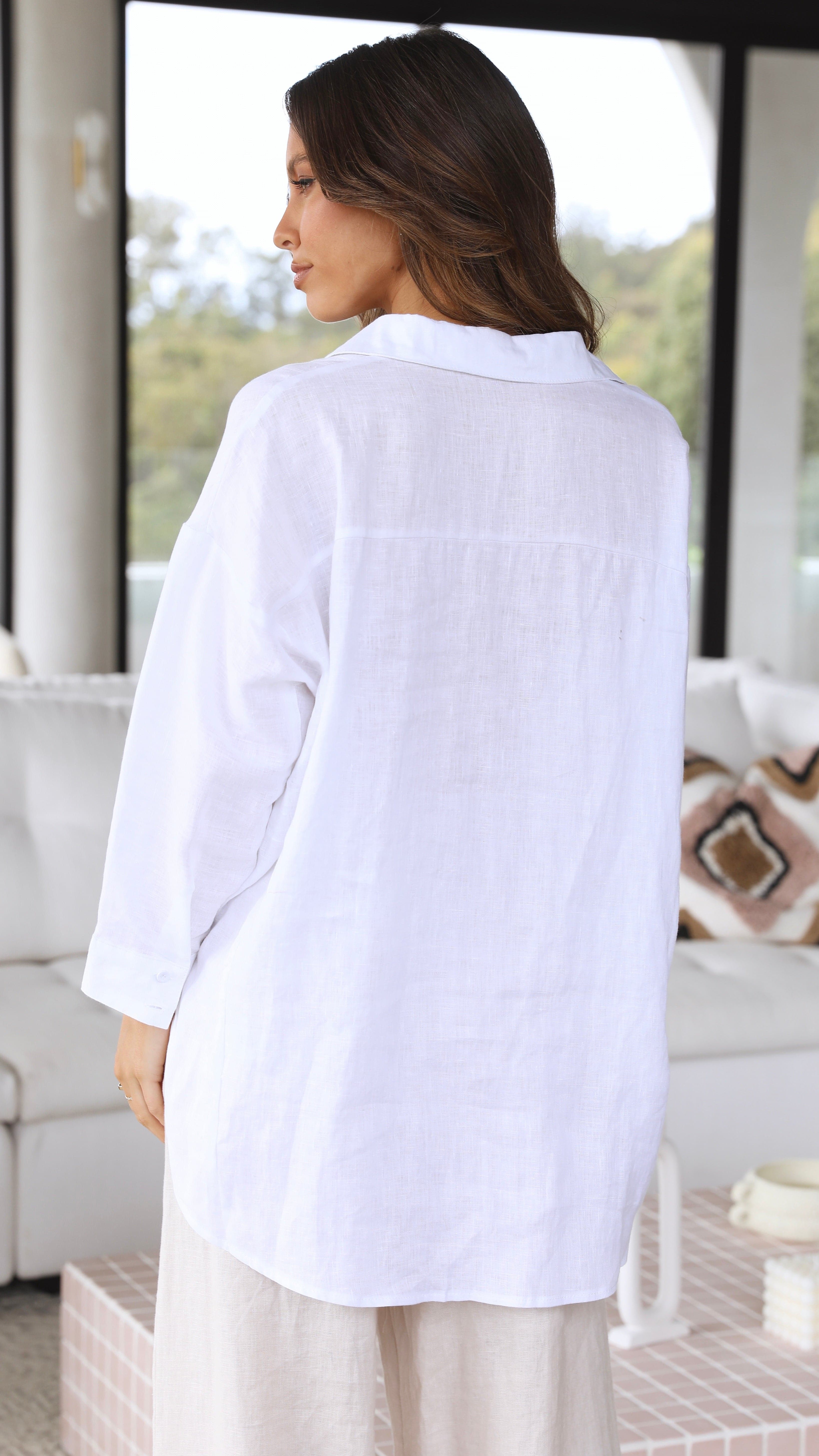 Taryn Button Up Shirt - White - Billy J