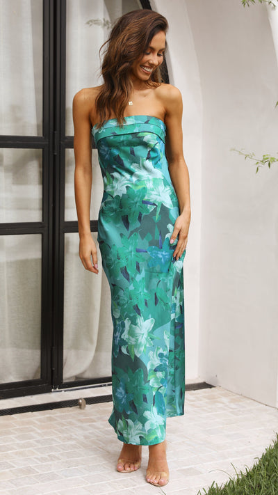 Load image into Gallery viewer, Miya Maxi Dress - Green Print - Billy J
