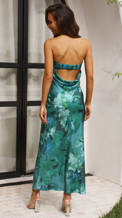 Load image into Gallery viewer, Miya Maxi Dress - Green Print - Billy J
