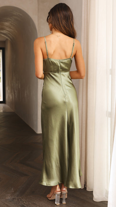 Load image into Gallery viewer, Elsa Midi Dress - Olive - Billy J
