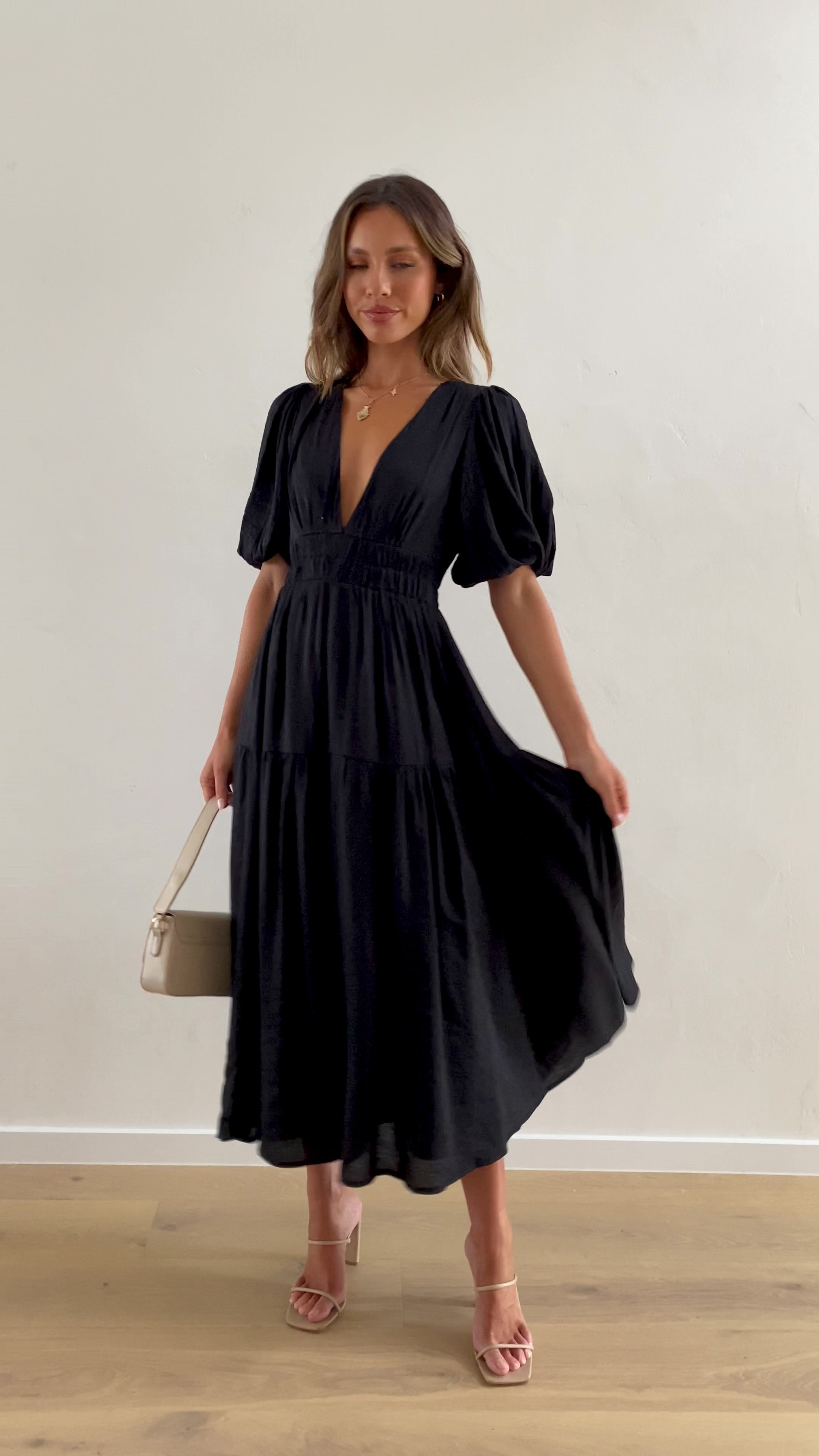 Erin Midi Dress - Black - Billy J