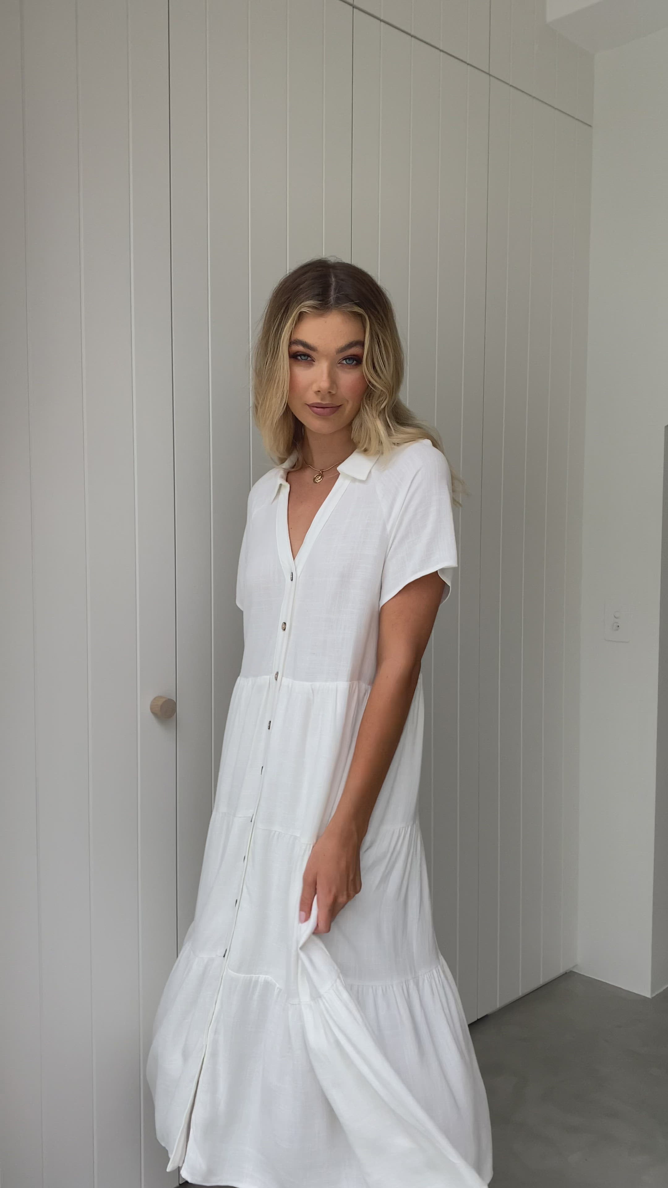 Kimberly Midi Dress - White - Billy J