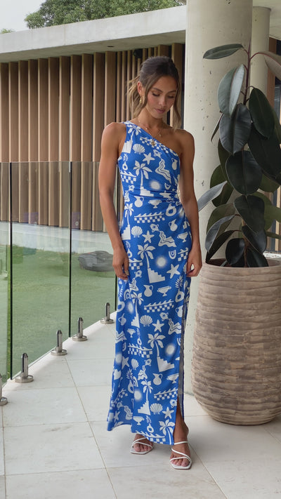 Load and play video in Gallery viewer, Cove Maxi Dress - Blue Print - Billy J
