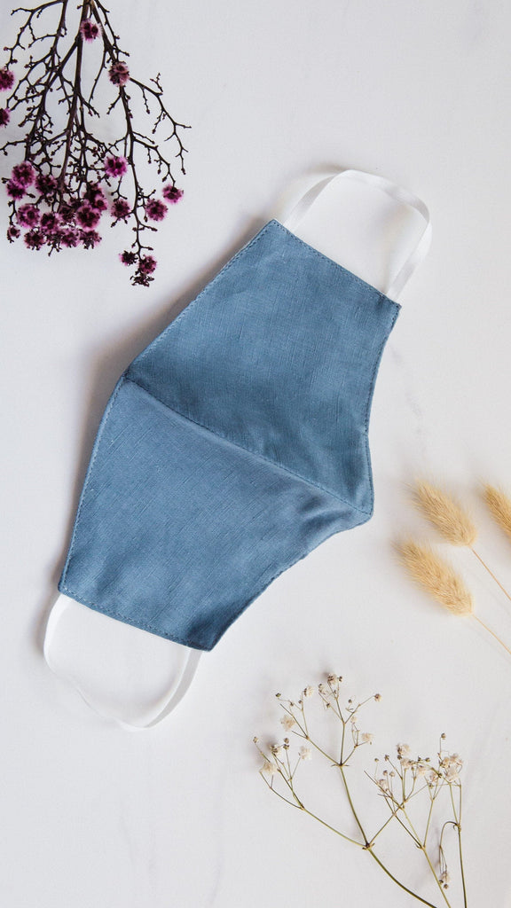 Linen/Satin Reusable Face Mask - Sky Blue - Billy J