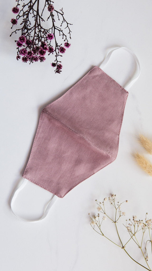 Linen/Satin Reusable Face Mask - Dusty Rose - Billy J